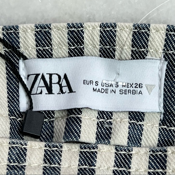 Zara Striped Denim Bustier Crop Tank Top Size Small NWT - Picture 3 of 7